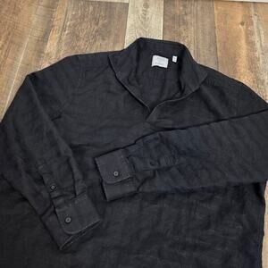 Baird Mcnutt Linen Cotton Shirt Murano Black Size  XL  Popover Minimalist